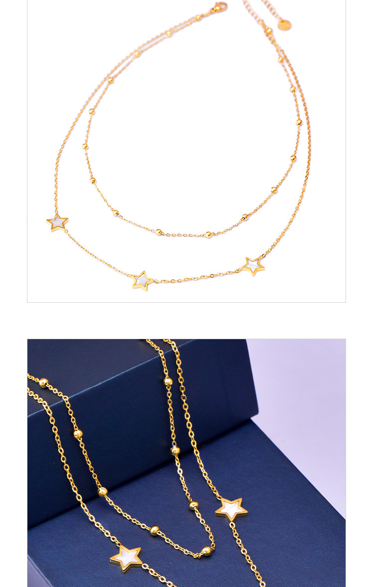304 Stainless Steel 18K Gold Plated INS Style Simple Style Plating Inlay Star Shell Earrings Necklace display picture 2