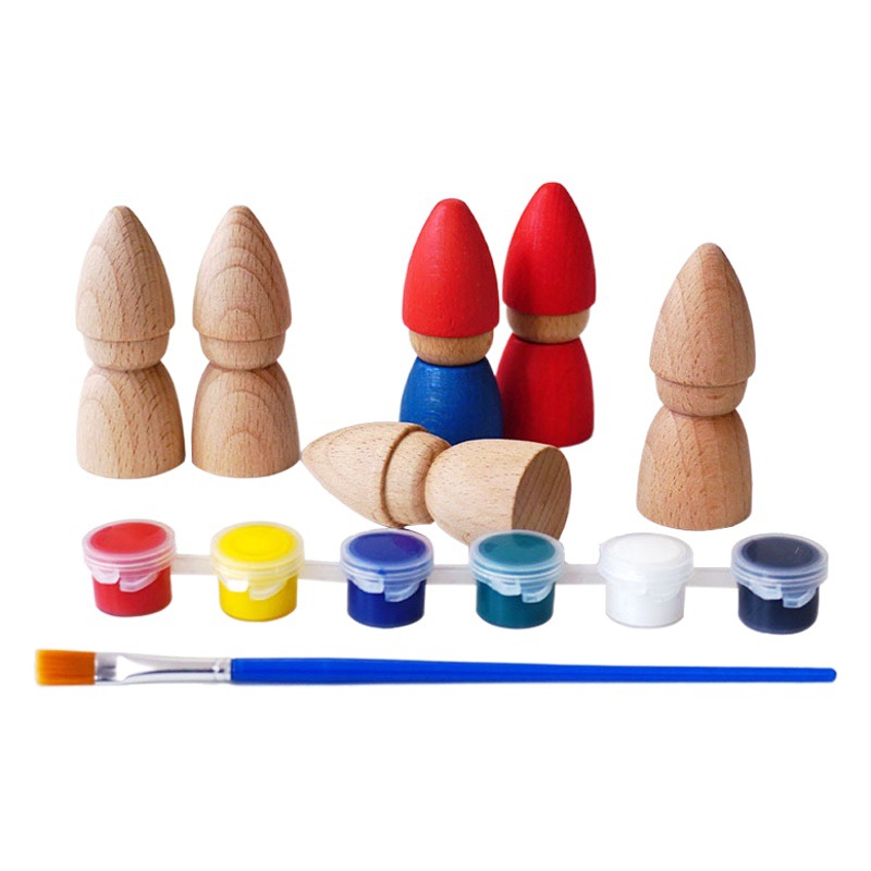 INS madera maciza haya registro nórdico marioneta muñeca marioneta creativa pintado a mano DIY muñecas pintadas