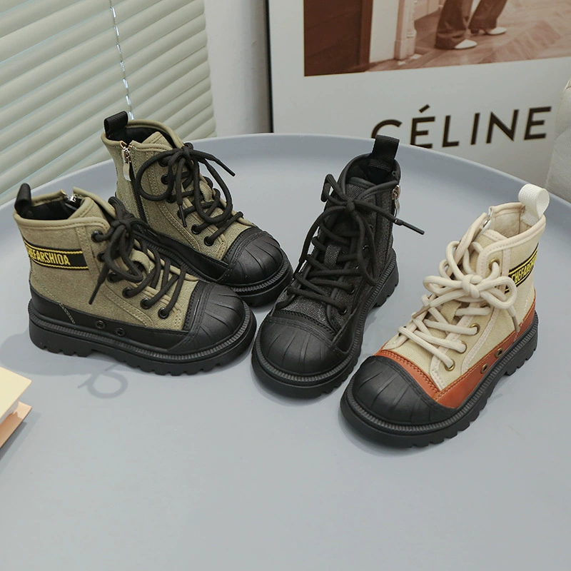 Новое поступление, Детские Ботинки Martin, модные сапоги для мальчиков, короткие сапоги в стиле ретро для девочек, 2023, осень, Новое поступление, Нескользящие британские одиночные сапоги