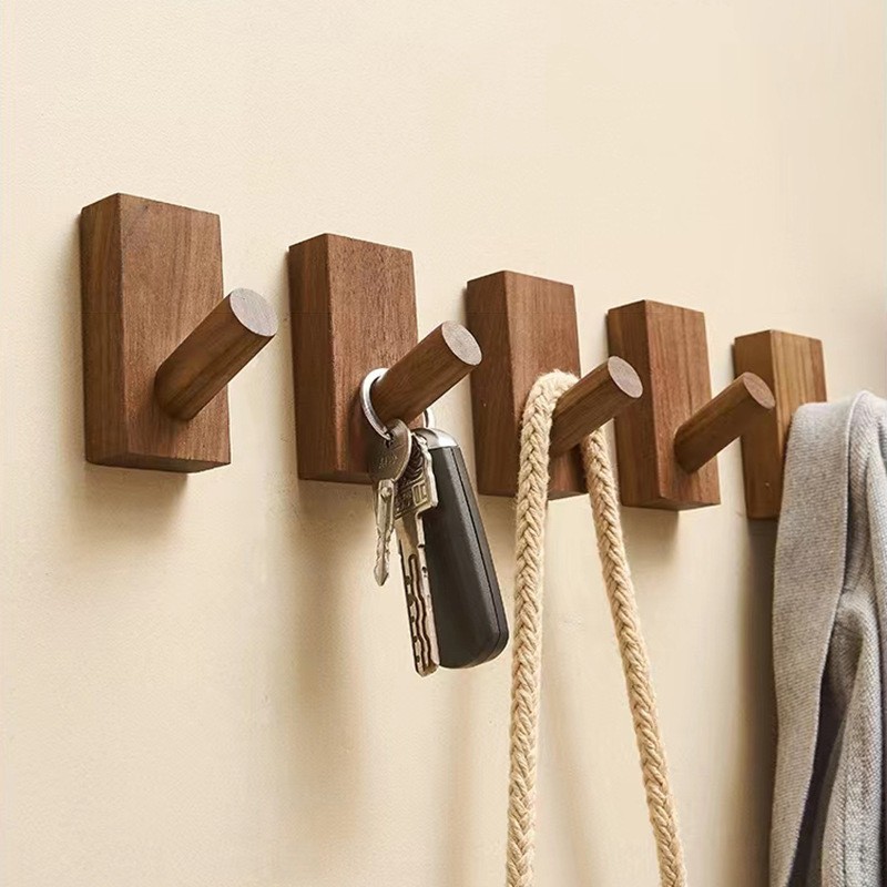 Gancho de Pared de Madera Maciza Sin Perforación para Puerta y Baño image 2