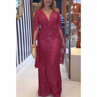 2024 Europe and the United States new foreign trade party personality sequins dress dress ebay Amazon women's hot silver slim fit