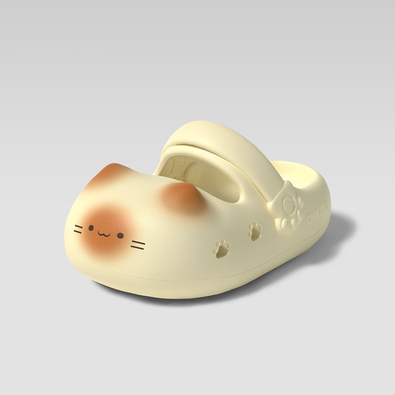 New Cute Cat Paw Mary Jane Clogs for Women, Summer New Style, Closed-Toe, Thick-Soled, Dual-Use Beach Sandals