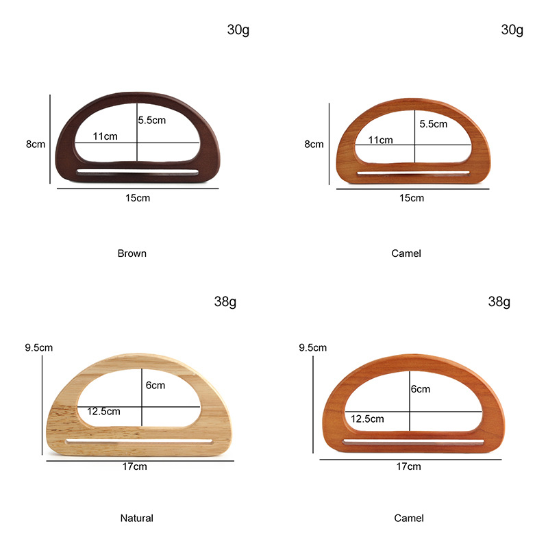 Explosiones transfronterizas de mano de madera maciza en forma de D, bolso de mano, mano de mano, mano de gancho DIY, mano de madera image 5