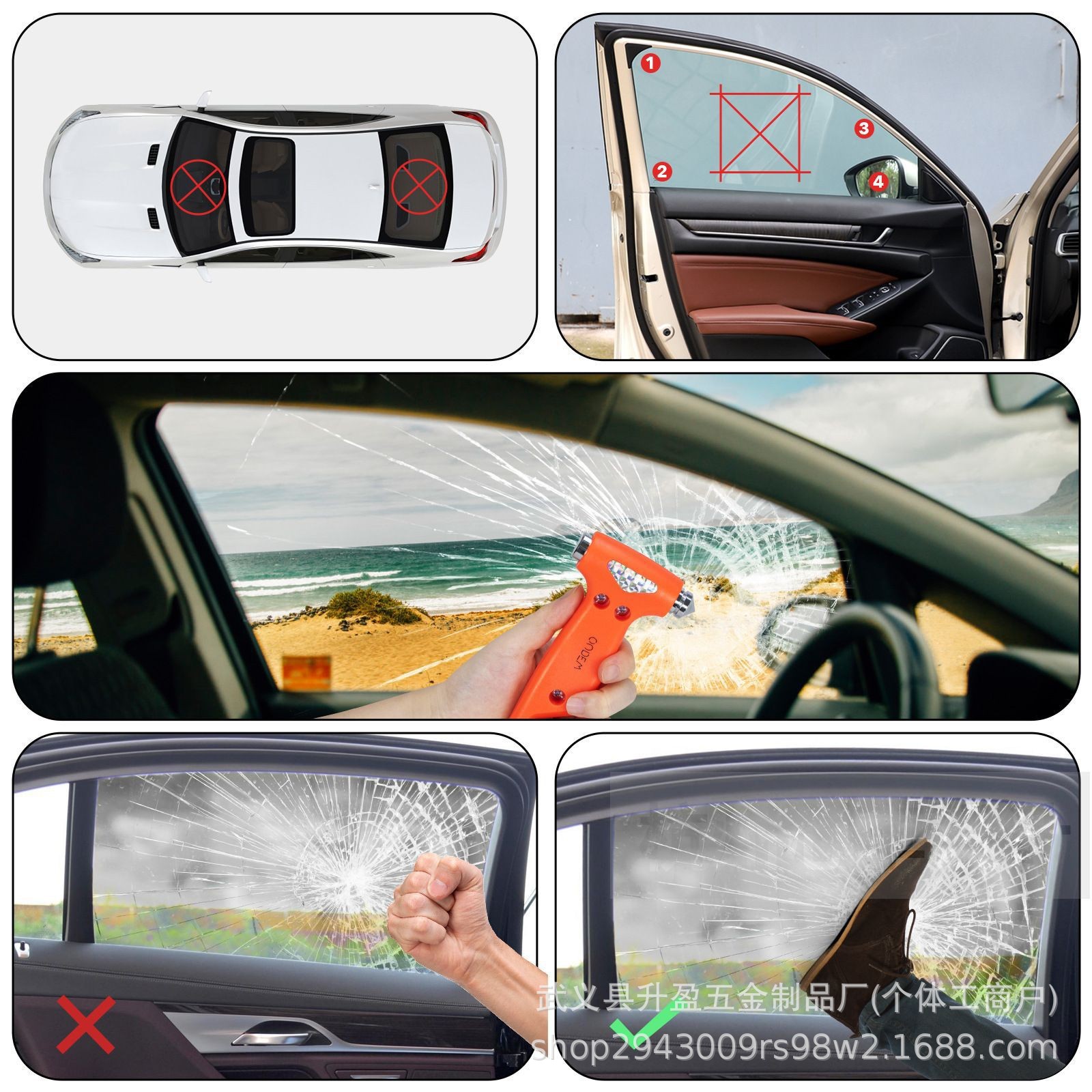 Cross-Border Car Safety Hammer, Multi-Purpose, Three-In-One, In-Car Life-Saving Tool for Self-Driving
