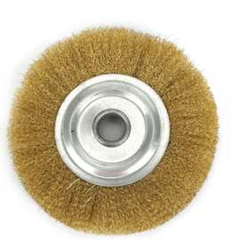 批发平型镀铜铜丝轮平孔平不锈钢钢丝轮平行机用钢丝刷除锈抛光轮