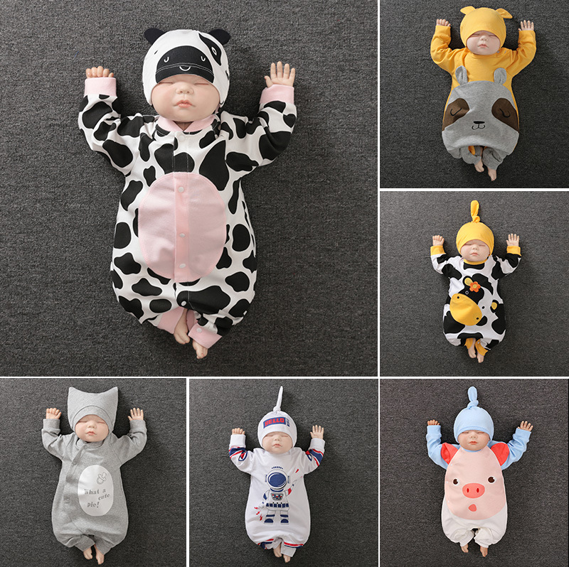 Spring and autumn infants and young newborns long sleeved Jumpsuit cartoon foreign trade newborn crawling clothes ha Yi a substitute