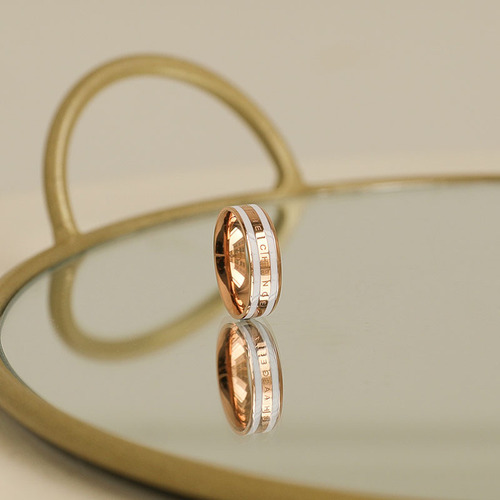 Japanese and Korean dw rings, fashionable couple rings, 18k rose gold ring, simple stainless steel ring, trendy jewelry