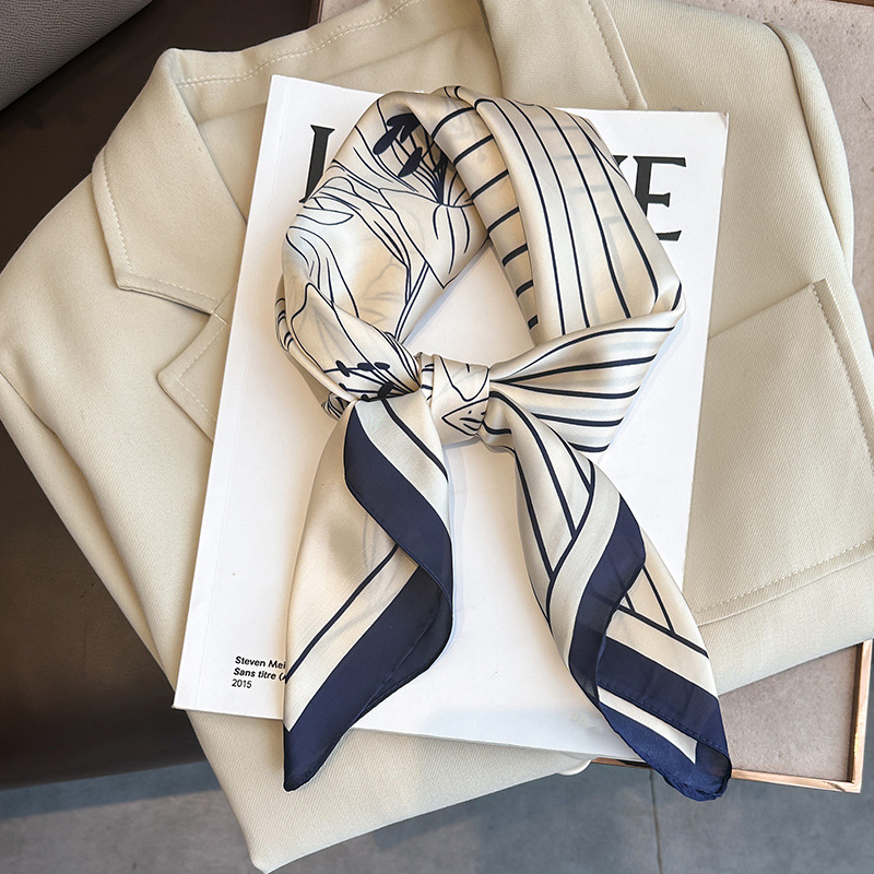50g Weight Silk Scarf Classification Holiday, Daily Occasion Imitated Silk Material Stripe, Flower Pattern All Seasons Season Women's Gender Simple Style Style Women's Simple Style Stripe Flower Imitated Silk Silk Scarf 8