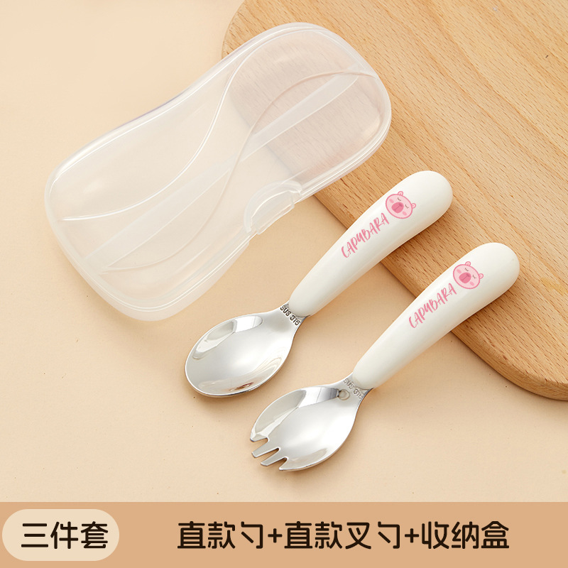 핑크 카피스푼 + 국수 포크 + 상자
