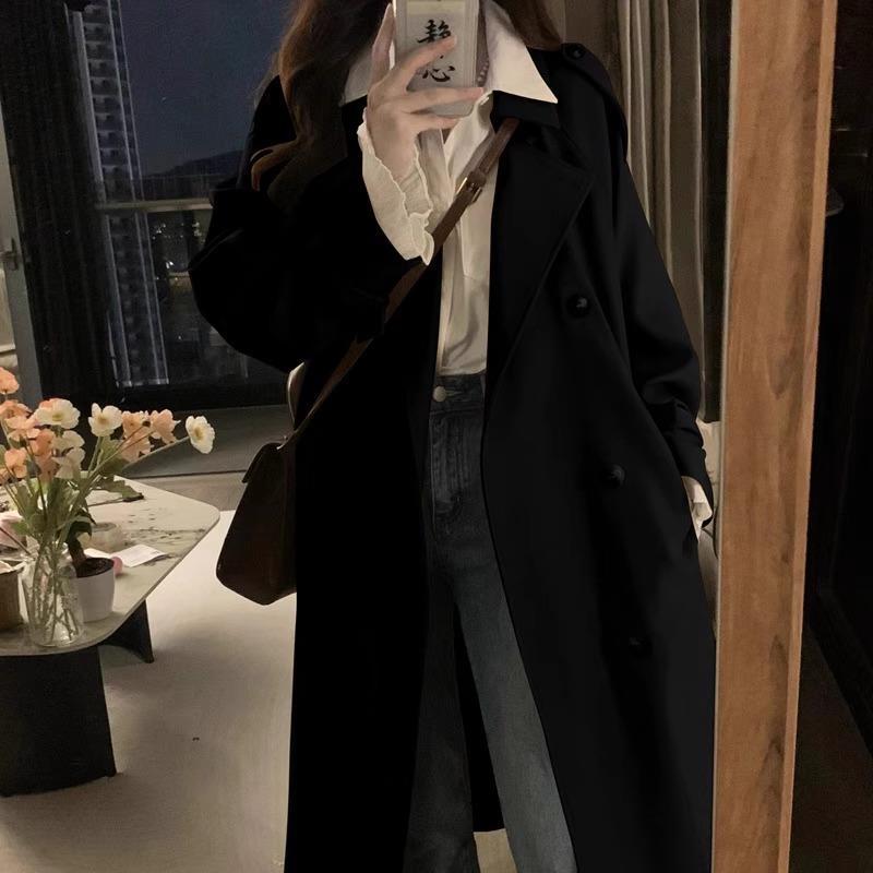 Windbreaker Women's Spring and Autumn 2024 New British Style Popular Mid Length Small Korean Casual Coat This Year_voghion.com