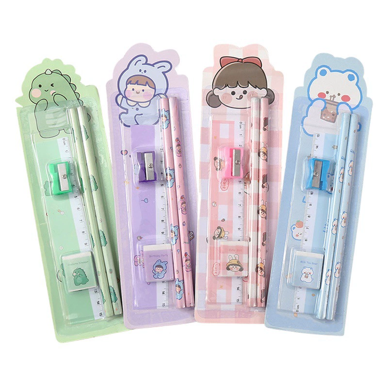 Набор карандашей с мультяшными рисунками, пять предметов, подарки для детей, школьные принадлежности, награды для учеников детского сада, праздничные подарки
