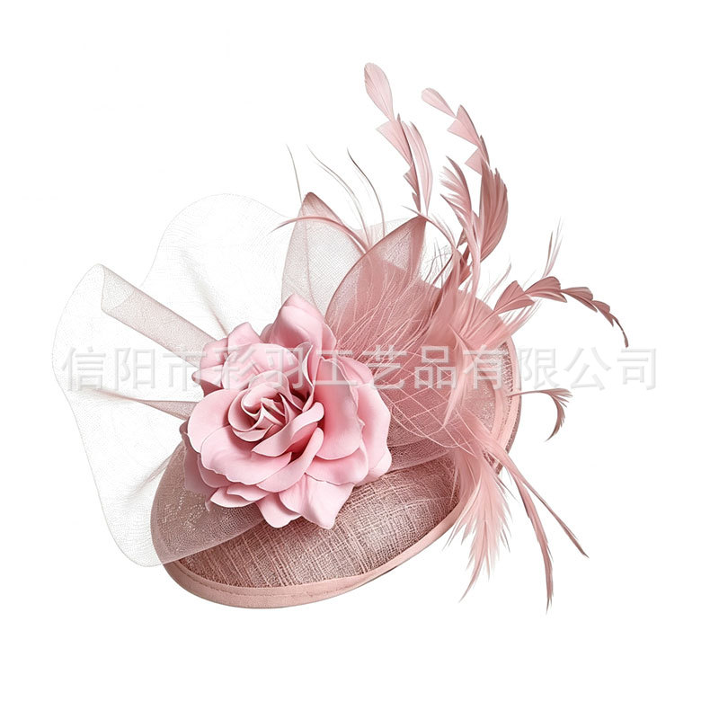 Amazon's best-selling bridal mesh feather headpiece for horse racing, tea parties, and balls, wholesale hair accessories