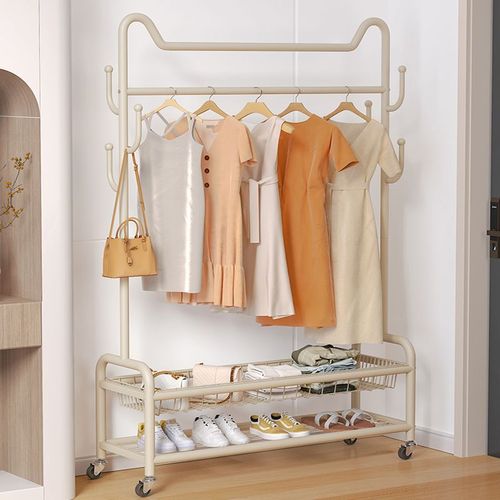 zsr cat ears floor-standing clothes hanger thickened coat rack bedroom removable household clothes drying rack simple clothes