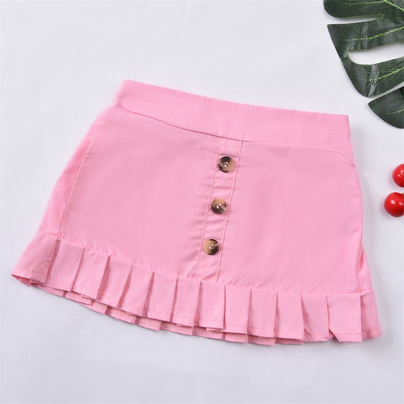 Girls Tie-dye Pit Strip Round Neck Long-sleeved Tops Pink Short Skirts Autumn Children's Clothing display picture 7