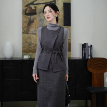 毛呢半身裙马甲名媛风套装女新款冬装减龄搭配一整套气质套装裙
