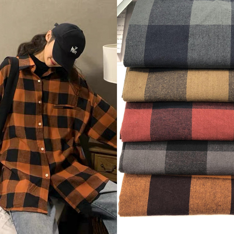 现货供应 色织全棉平纹格子布 ins复古风方格子衬衣连衣裙面料