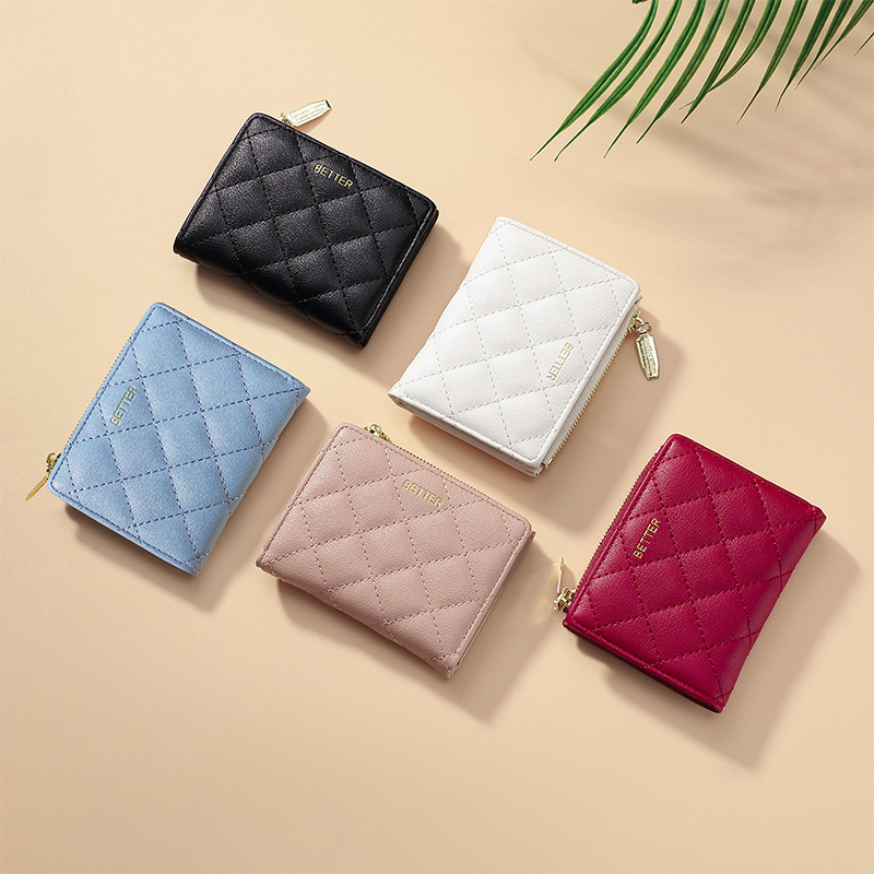 Nueva billetera de gran capacidad simple billetera de mujer billetera de color sólido corto monedero con cremallera de alta calidad para mujer