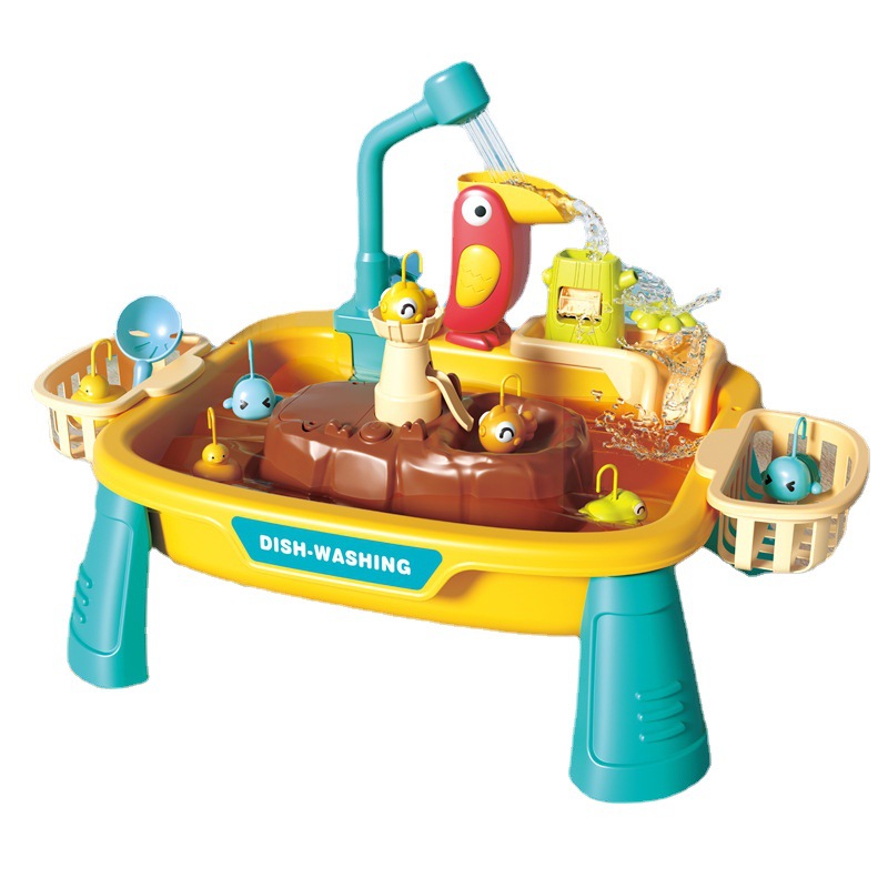 Mesa de pesca giratoria de cocina de agua de circulación eléctrica para niños de comercio exterior mesa de pesca jugando piscina de pesca de agua juguetes interactivos
