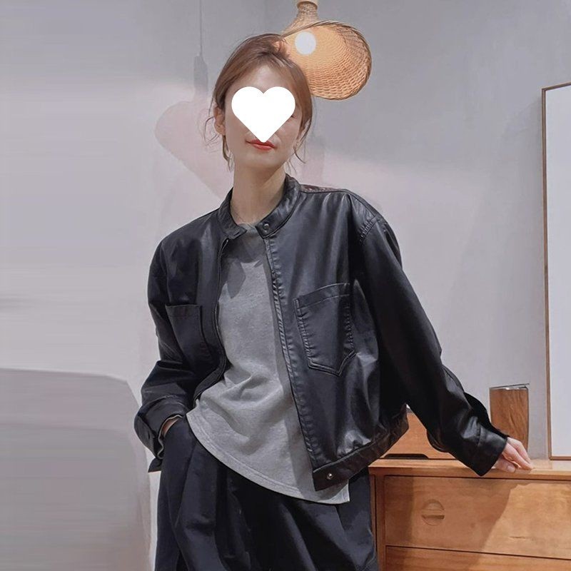 咖色皮衣2025早秋新款小个子短款立领小香风夹克外套女春秋款|undefined