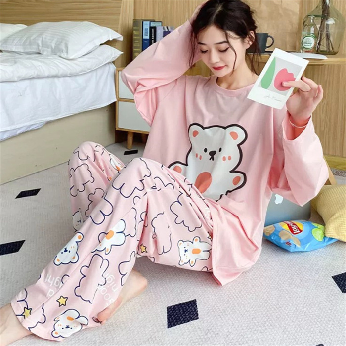 4XL Size Cross-Border Russian Russia Pajamas for Women Spring and Autum Printed Long-Sleeved Casual Pullover Home Wear Set
