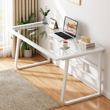 电脑桌台式办公桌简约设计风钢化玻璃学生家用书桌卧室工作台桌子