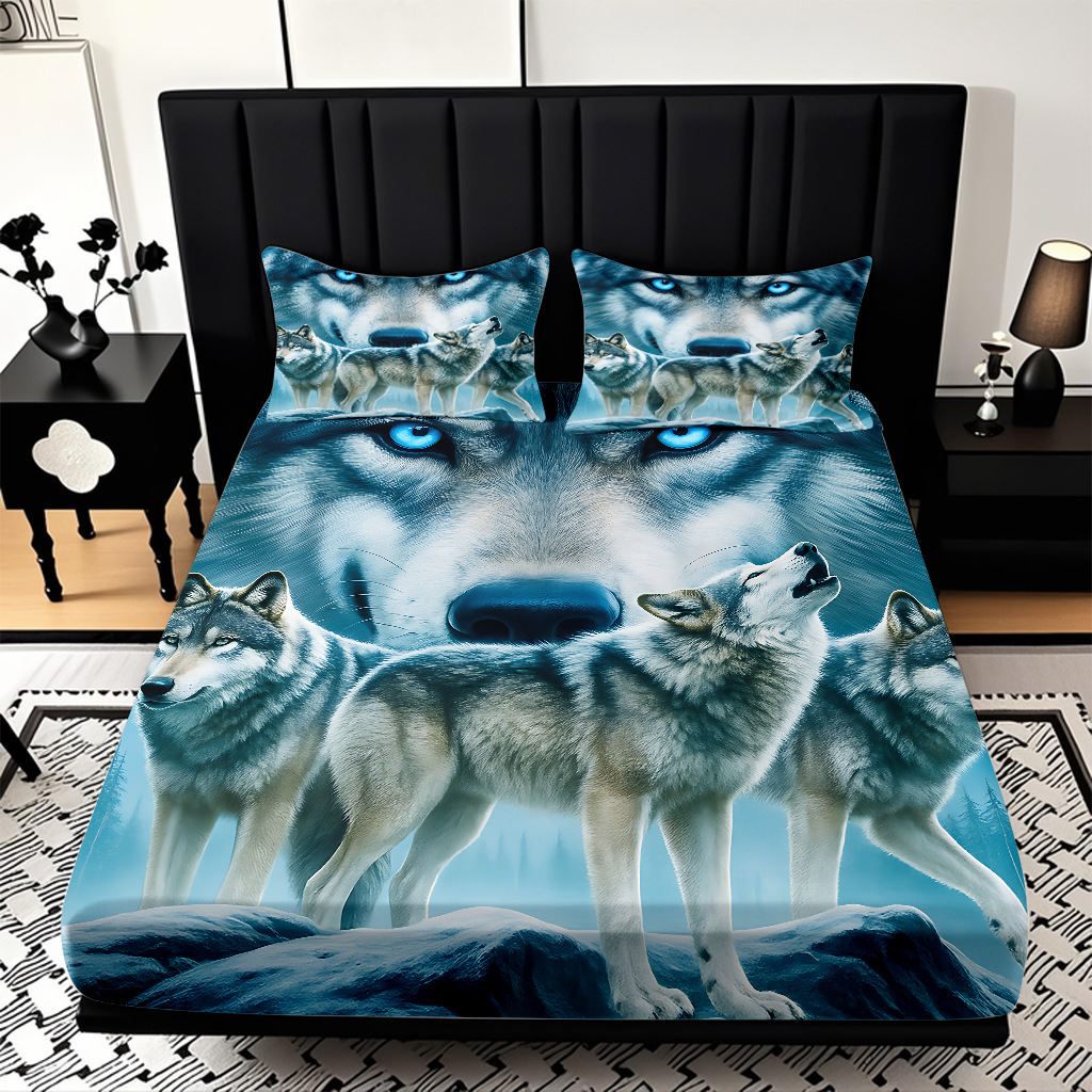 TEMU / JIT Hot Wolf 3D Digital Printing Quilt Set Soporte internacional exclusivo para la impresión