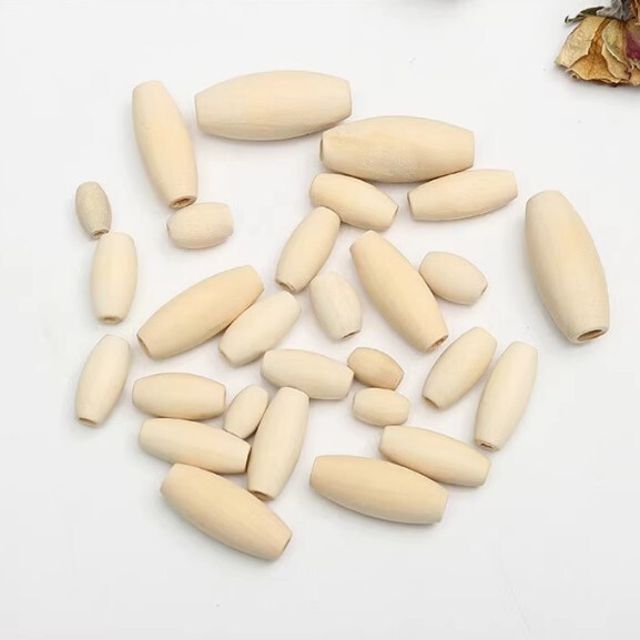 DIY Handmade Wooden Beads Woven Bag Accessories Kidsren's Beads Solid Wood Color Rice Beads Door Curtain Wooden Beads Olive Loose Beads