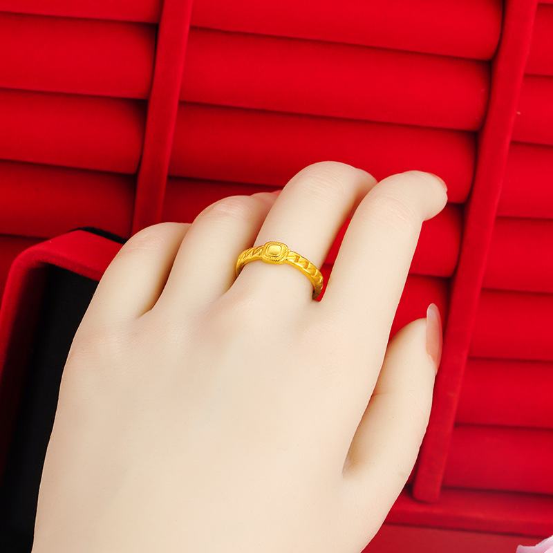 Arena oro simple pequeño pan anillo bloqueo cuadrado bolsa temperamento femenino boca abierta ajustable estilo chino todo partido suministro al por mayor