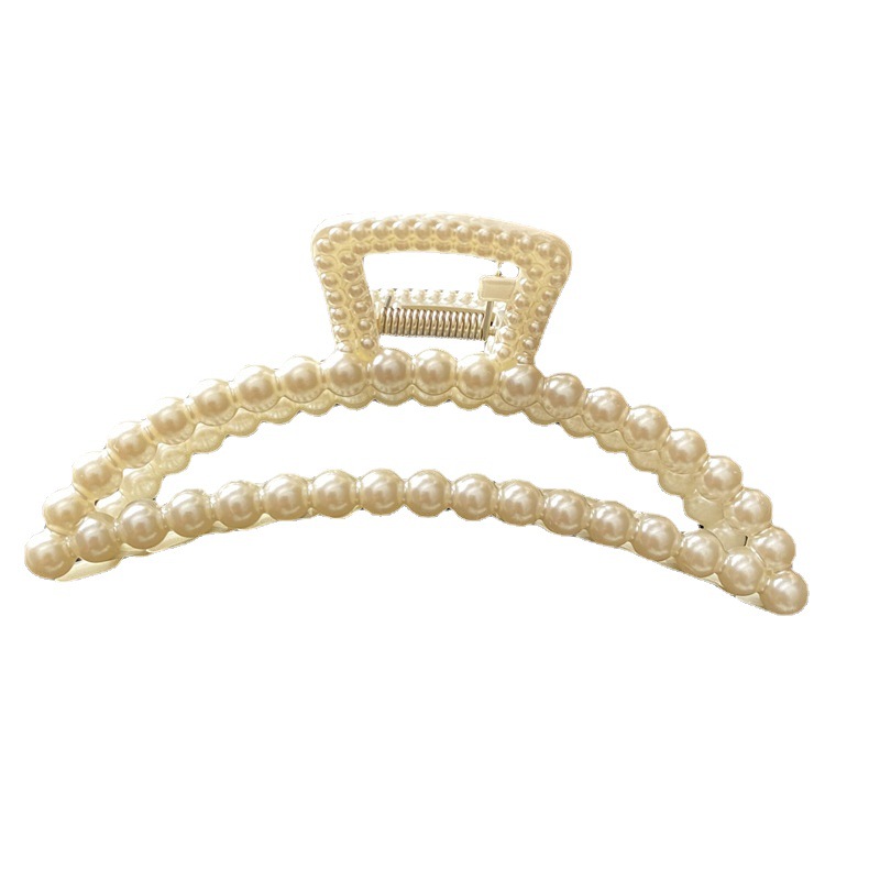 Corea del Sur Dongdaemun elegante perla clip de la cabeza accesorios para el cabello simple todo partido clip de tiburón francés horquilla roja neta