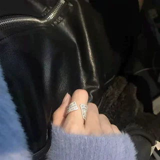小众设计小红书抖音直播网红开口戒指女镀银礼物百搭个性建筑指环