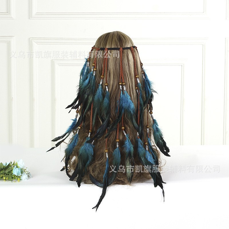 European and American Bohemian Style Peacock Feather Headband Women's Hippie Ethnic Style Headwear Hair Accessories Yiwu Wholesale Tassels