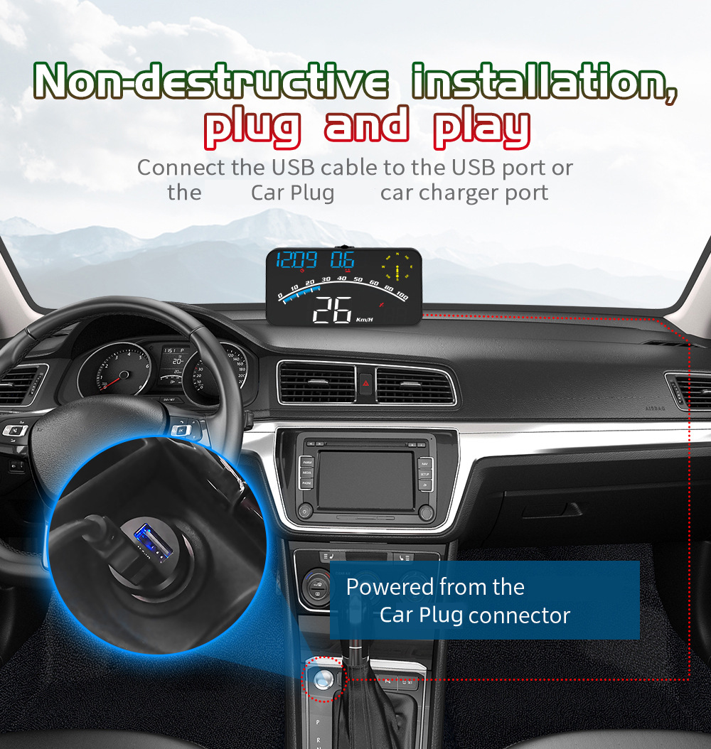 Cross-border car HUD universal head-up display, Beidou GPS speedometer, intelligent high-definition head-up display