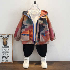 儿童男童外套春秋款洋气夹克2024新款中小童男孩秋季时髦痞帅风衣