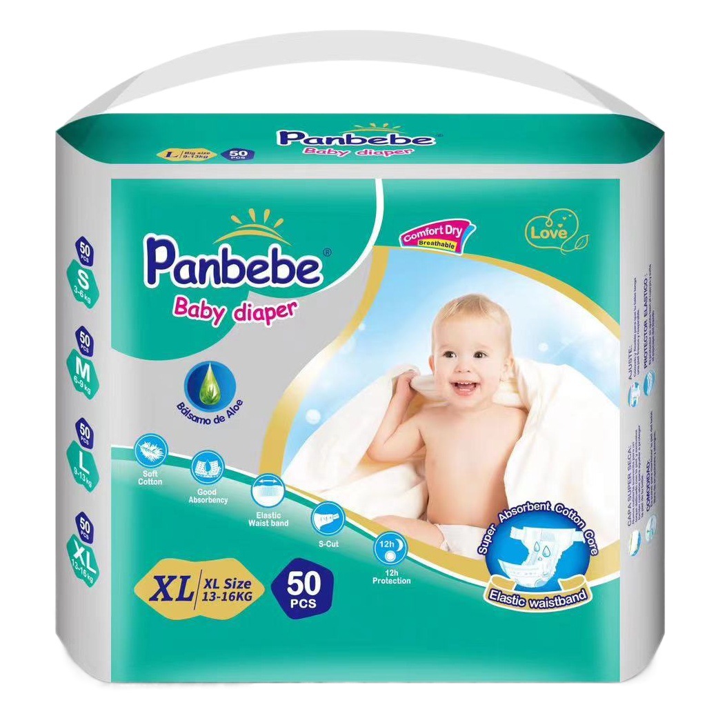 Pañales para bebé PANBEBE, paquete de 50 piezas, pañales para recién nacidos, pulpa de madera, gruesos, cintura ancha, pantalones genuinos image 1