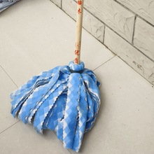 加大木杆圆头家用老式吸水不掉毛珊瑚绒墩头清洁保洁牢固拖把