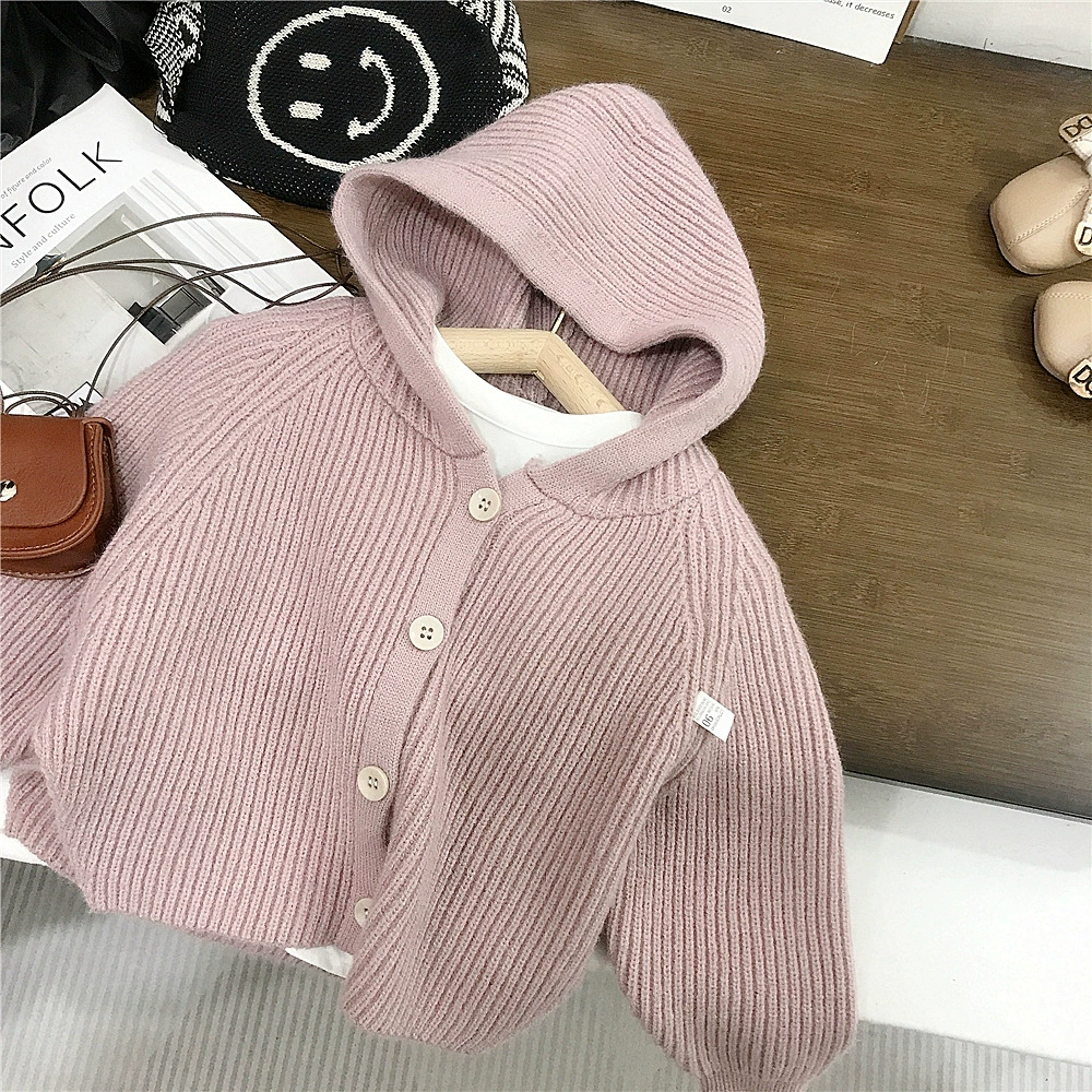 Осенний детский кардиган с капюшоном, теплый свитер, брюки, корейский стиль, детская одежда