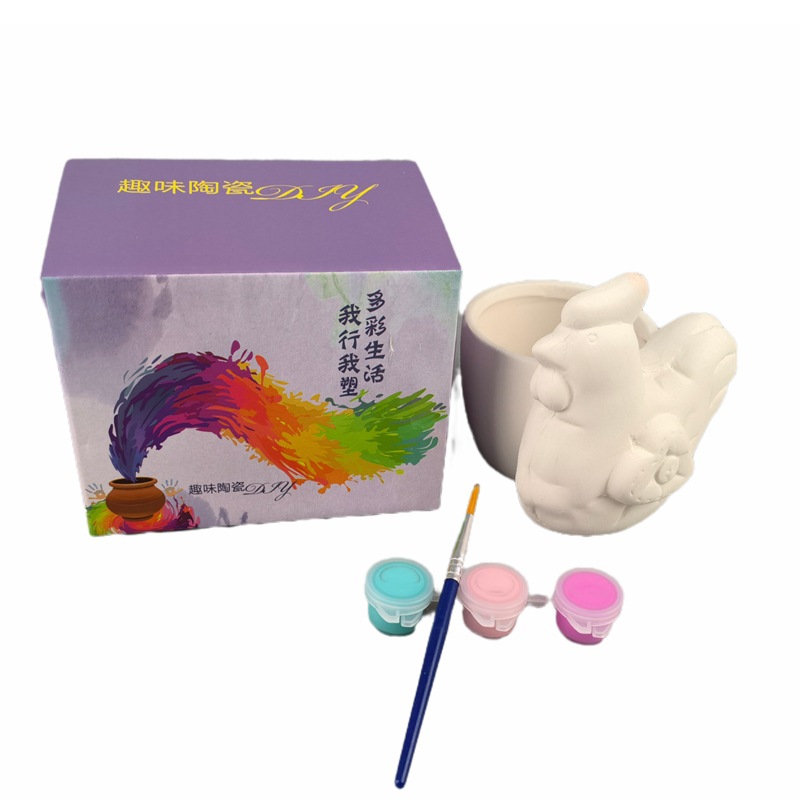 Animal para colorear muñeca de yeso cerámica pintada doce Zodiaco blanco embrión Niños DIY Haciendo Juguetes puesto al por mayor