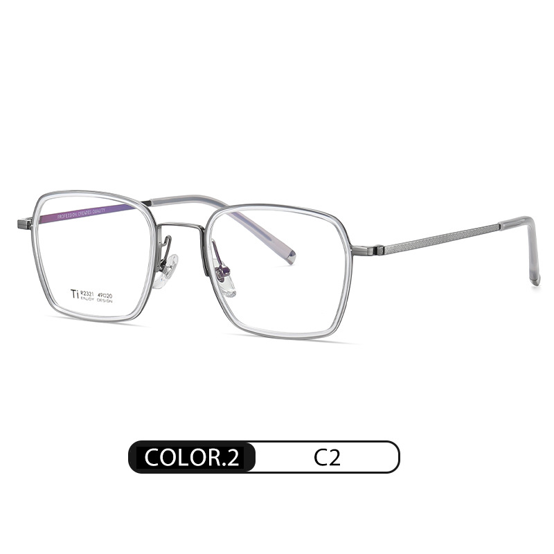 Nuevo puro titanio gafas Marco de las mujeres moda marco cuadrado r2321 placa anillo liso gafas hombres pueden coincidir con miopía gafas