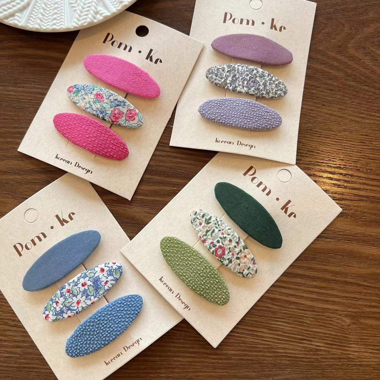 Kid'S Gender Elegant Vintage Style Oval Flower Cloth Hair Clip