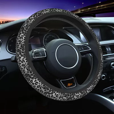 Steering wheel cover Black Leopard Print Steering Wheel