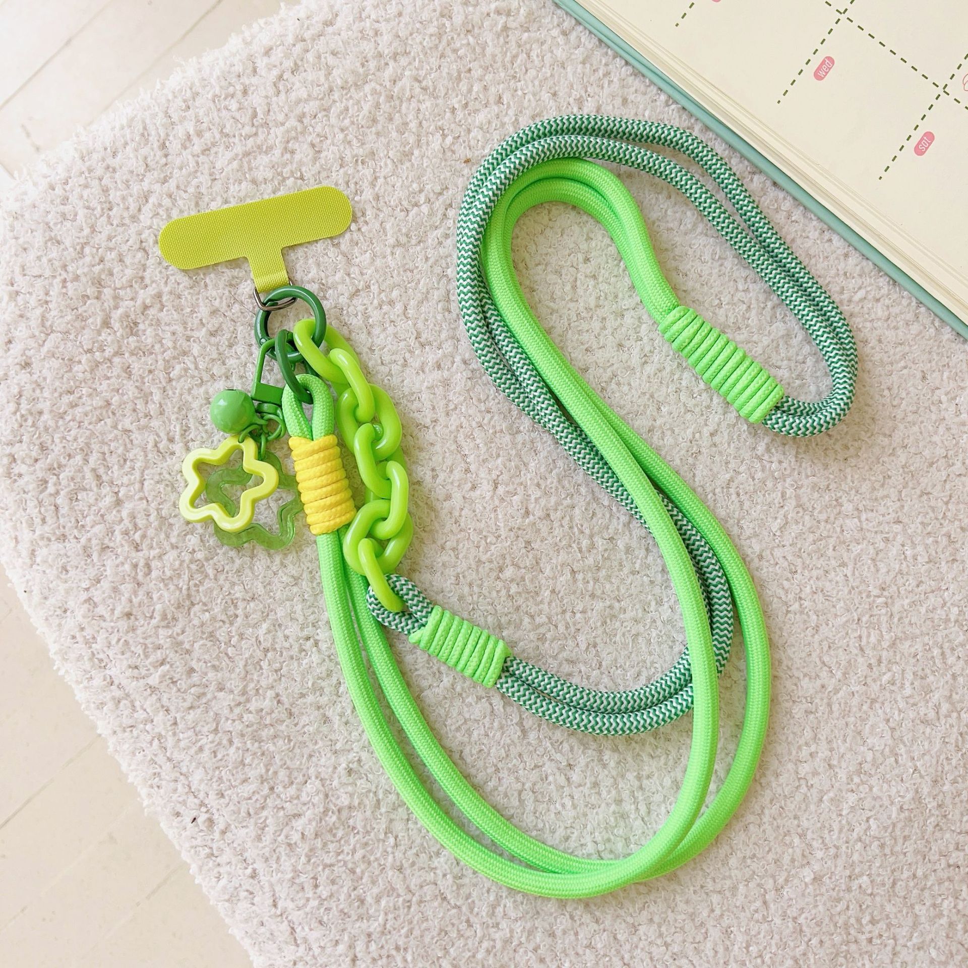 Nailon coreano largo diagonal cordón de costura color ajustable serie miu cadena de teléfono móvil accesorios estrella color viento