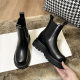New Autumn and Winter fleece-lined Warm Thick-soled Ankle Boots Mid-soled Chelsea Boots All-match Height-increasing Casual Martin Boots for Children