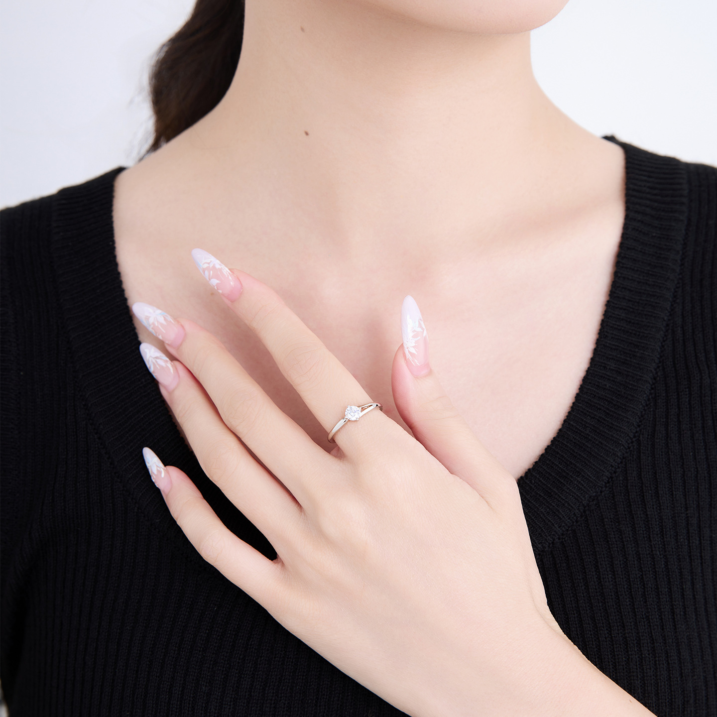 Anillo Solitario de Cuatro Garras de Aleación de Cobre, Galvanizado, para Uso Diario
