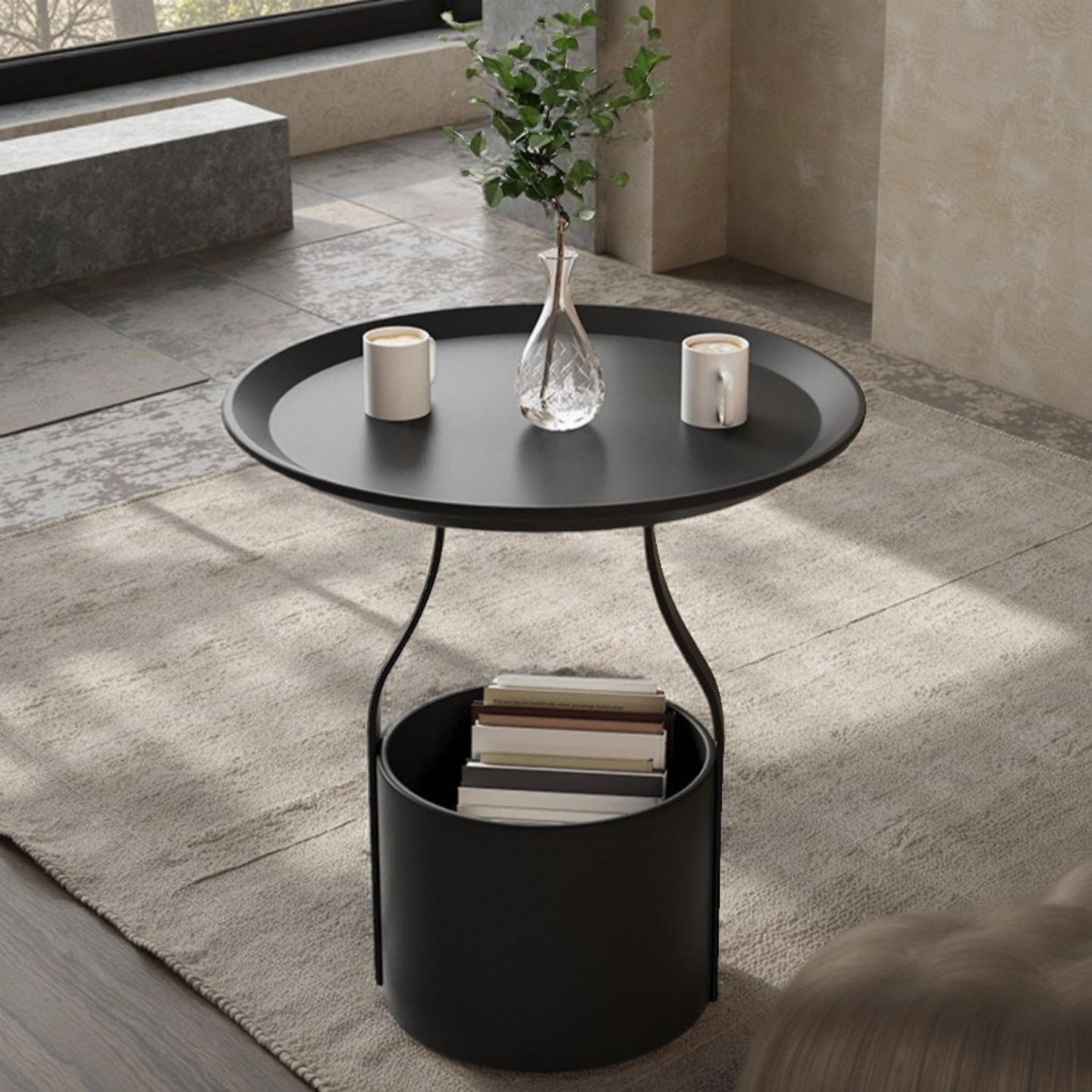 당일 속도 이동식 커피 테이블 수납 선반 침실 침대 옆 작은 테이블 호텔 발코니 작은 원형 테이블 소파 사이드 테이블