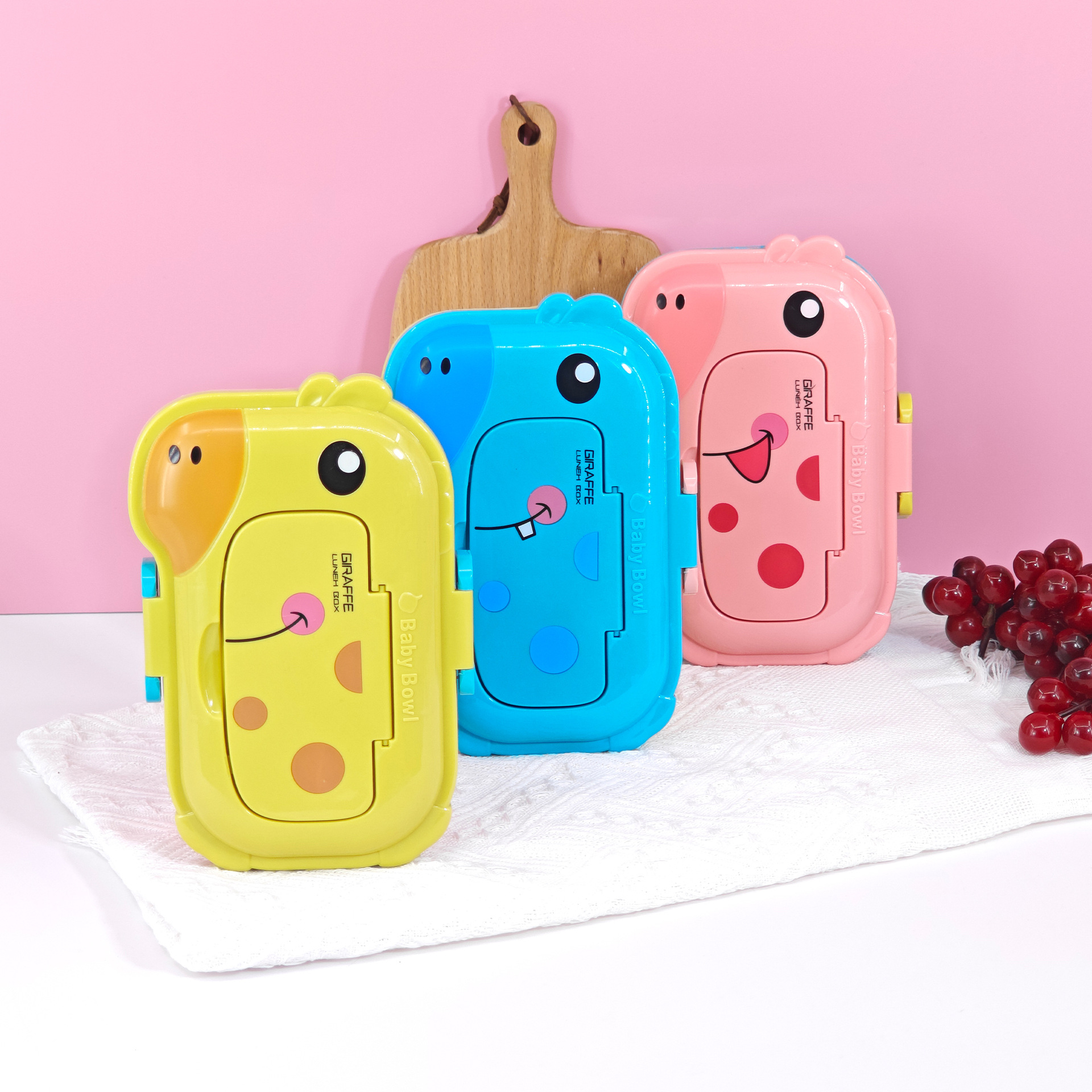 Fiambrera de dibujos animados de venta directa de fábrica, los estudiantes traen arroz con una linda forma de hipopótamo, se puede calentar en microondas, lonchera de bento