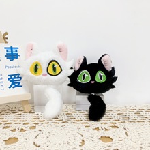 新款创意可爱小猫咪挂件黑白猫头卡通毛绒玩具钥匙扣情侣包包挂饰