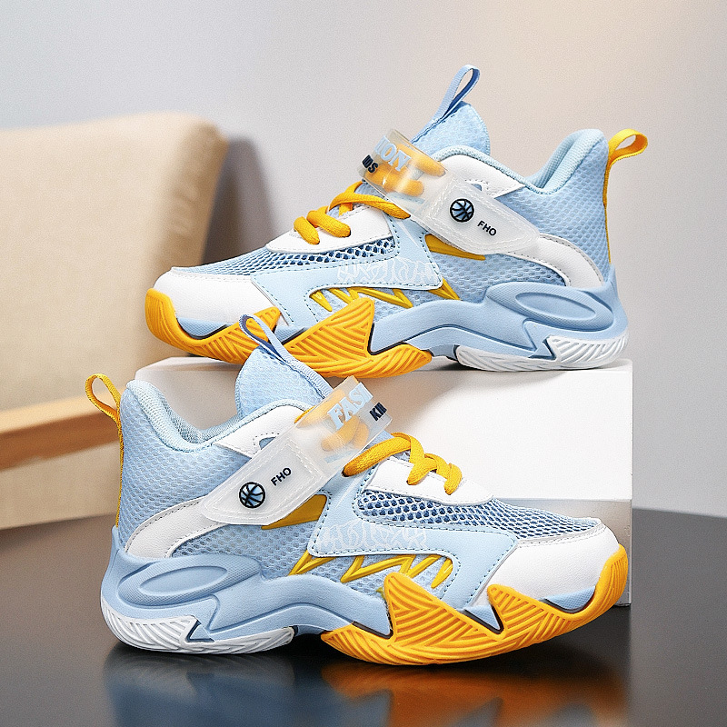 Children's Basketball Shoes Non-Slip Summer New Boys Mesh Breathable Sports Shoes Students Practical Sneakers Physical Wholesale