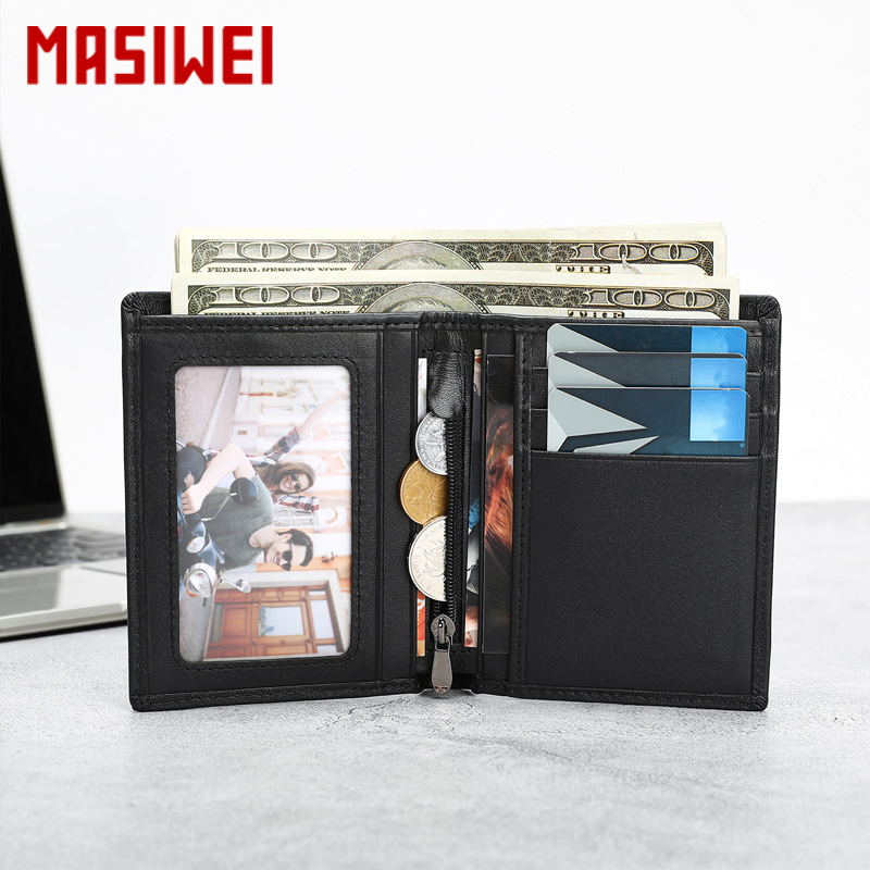 Foreign Trade Direct Sales Men's Genuine Leather Wallet with Straw Print Vertical Style Wallet Practical Birthday Gift Cowhide Wallet Wholesale Foreign Trade Direct Sales Men's Genuine Leather Wallet with Straw Print Vertical Style Wallet Practical Birthday Gift Cowhide Wallet Wholesale