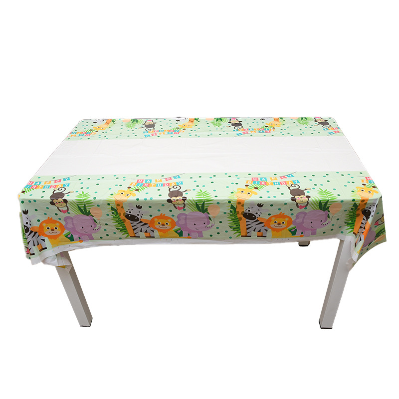 Venta caliente bosque selva Zoo fiesta de cumpleaños traje mantel papel taza papel placa banner tejido partido traje
