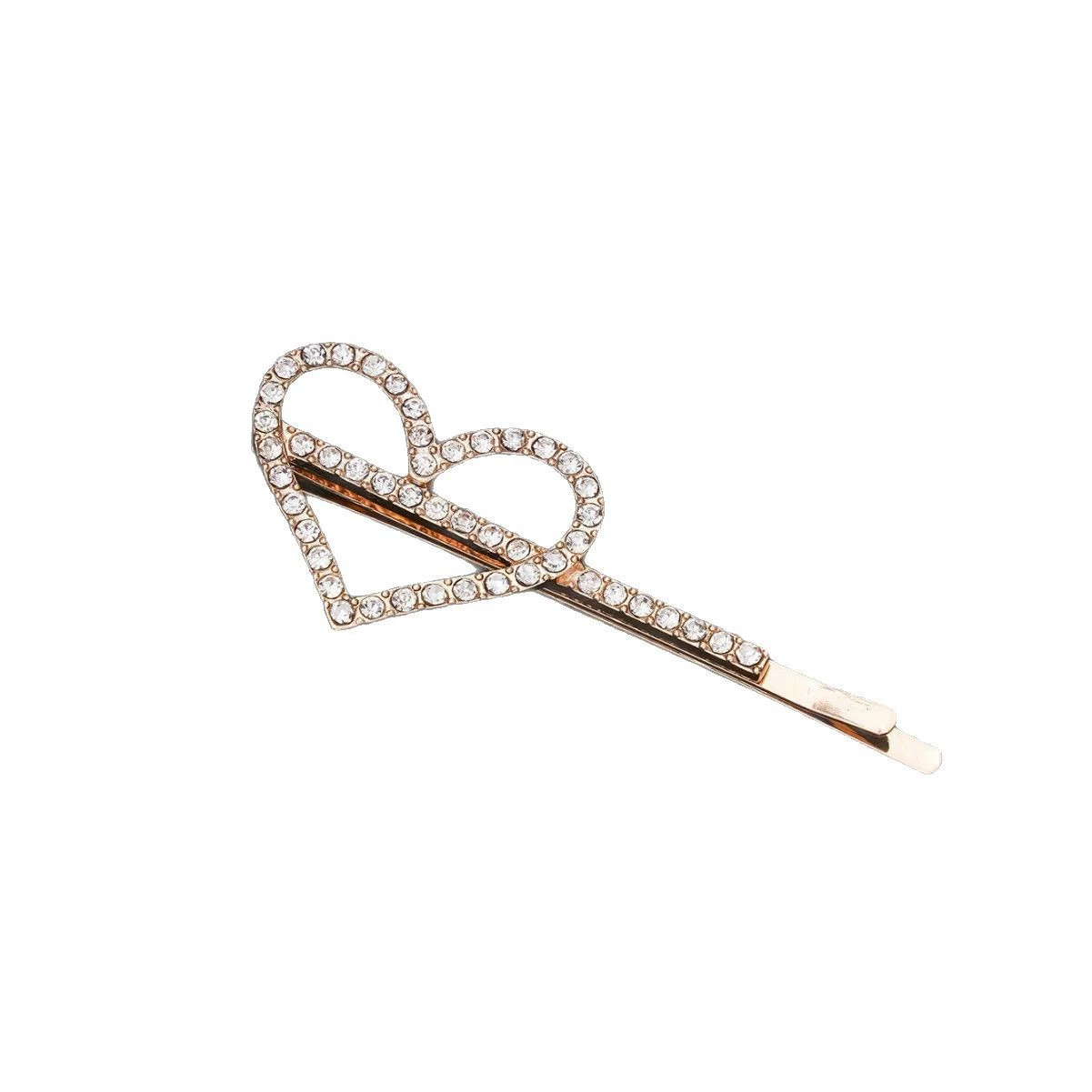 2025 European and American new Korean version, Senxianqi zinc alloy diamond-inlaid gold butterfly love heart circle one-line clip hair
